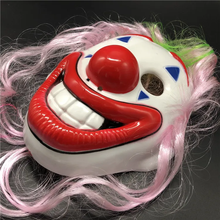 Wholesale Halloween Easter Party Cosplay Smiling Clown Mask w Wigs Funny Joker Mask Halloween Plastic PVC Clown Face Mask