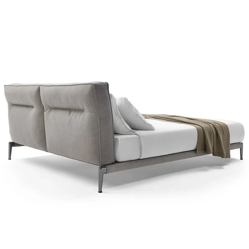 European style wood frame light luxury modern design Upholstered bed king size queen size cotton  fabric leather bed