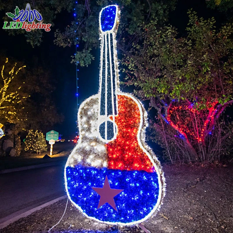 3d гигантский уличный Декор светодиодный музыкальный инструмент фортепиано гитара скрипка саксофон труба скульптура мотив свет