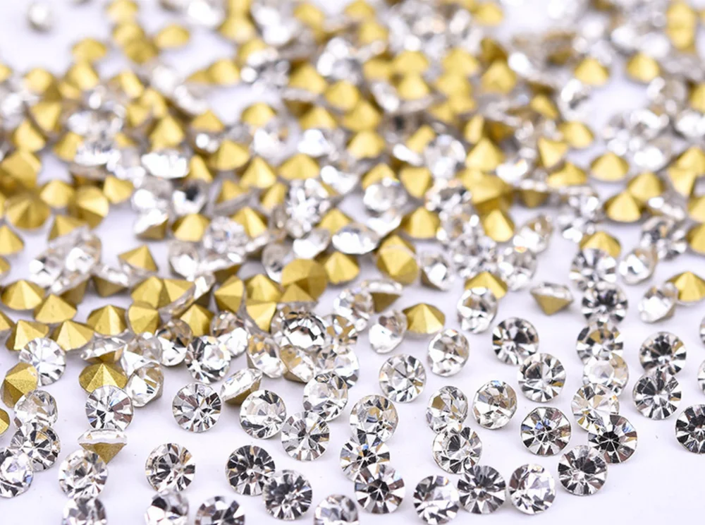 Wholesale SS10 Best quality gold foiled point back MC crystal chaton rhinestones
