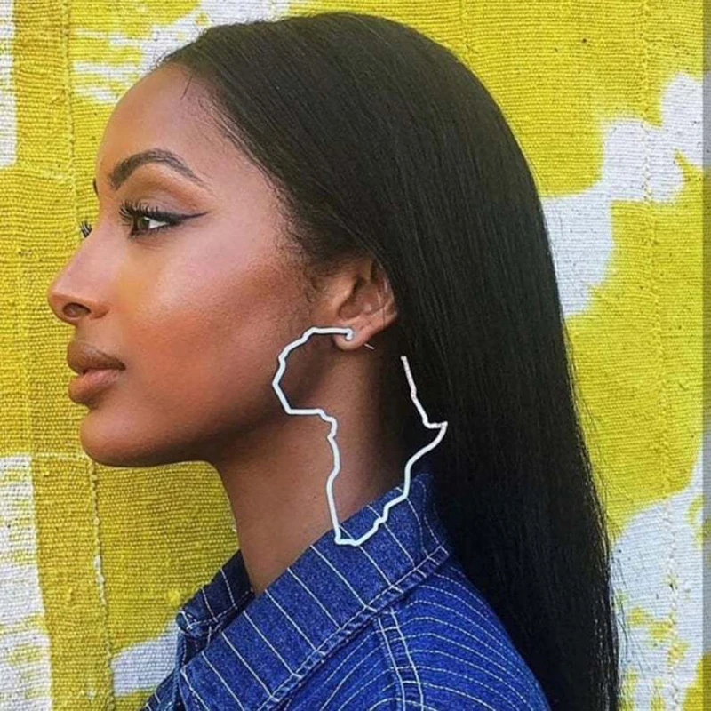 Custom Stainless Steel Statement Earrings Women Jewelry 18K Gold Plated Large Hoop Earring 2022 Africa African Map Earrings