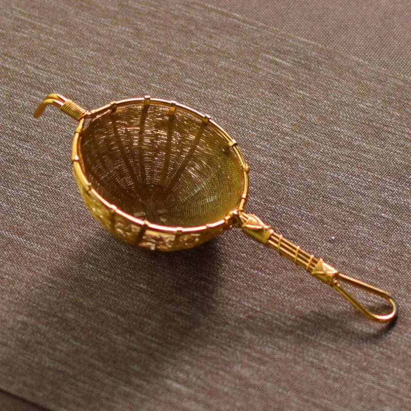 high end handmade japan style pure brass creative Tea Cup Filter Strainer Loose Tea Steeper infuser Kung Fu tea set accessories