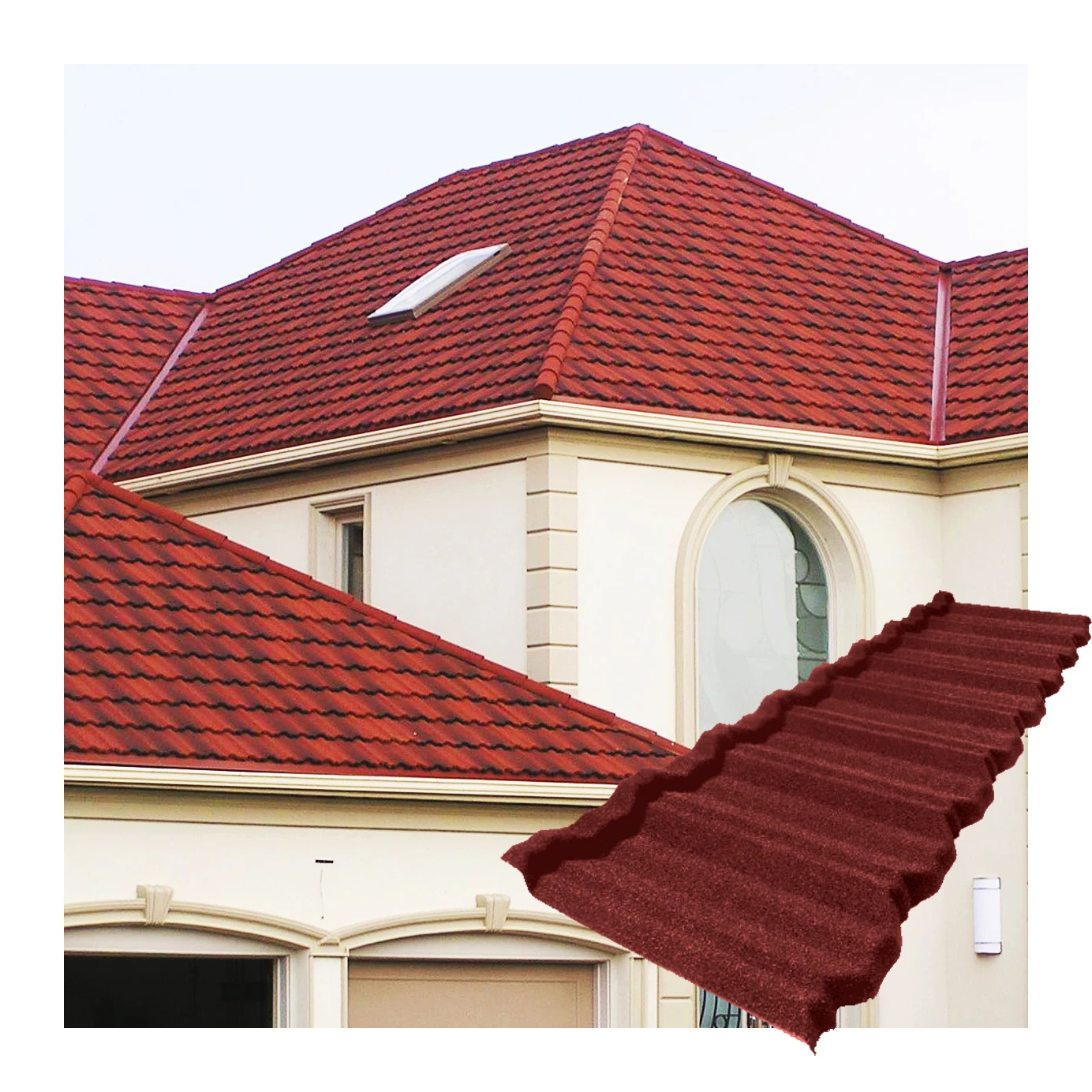 Red Antique Chinese Roofing Tiles Stone Galvanized Coil For Roof Tiles Colour Stone Coated Metal Roof Tiles