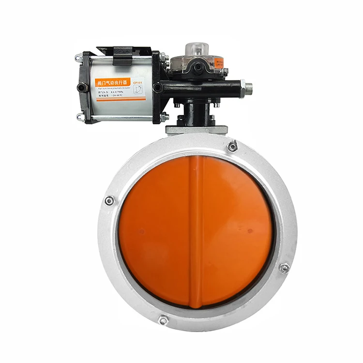 PN16 DN300 12 inch Single Flange Double Flange Aluminum Alloy Polyurethane SS304 Pneumatic Actuated Powder dust Butterfly Valve