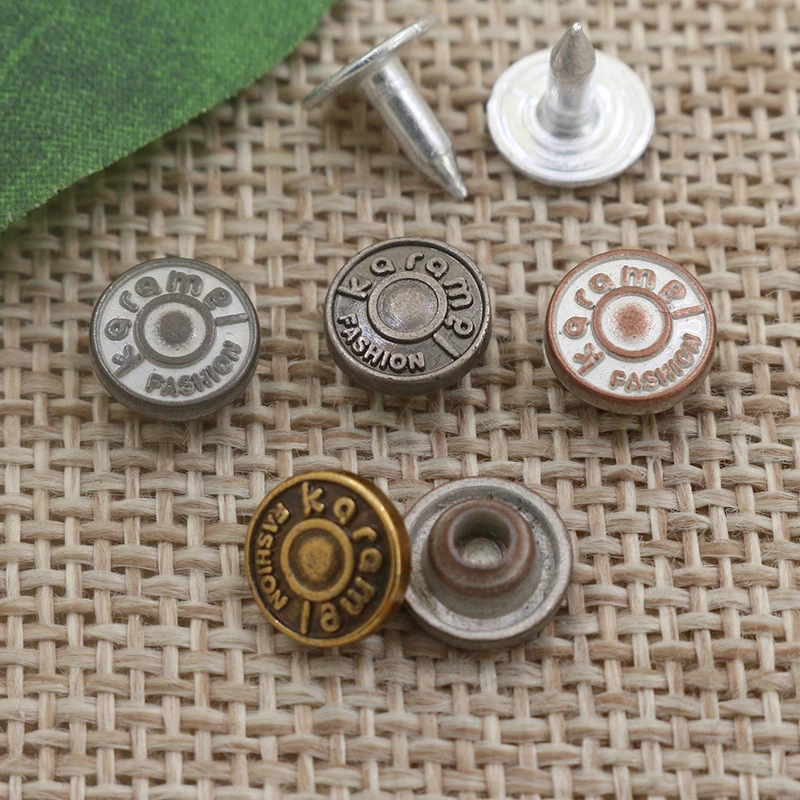 Factory wholesale custom logo 8mm alloy metal button denim rivet for jeans