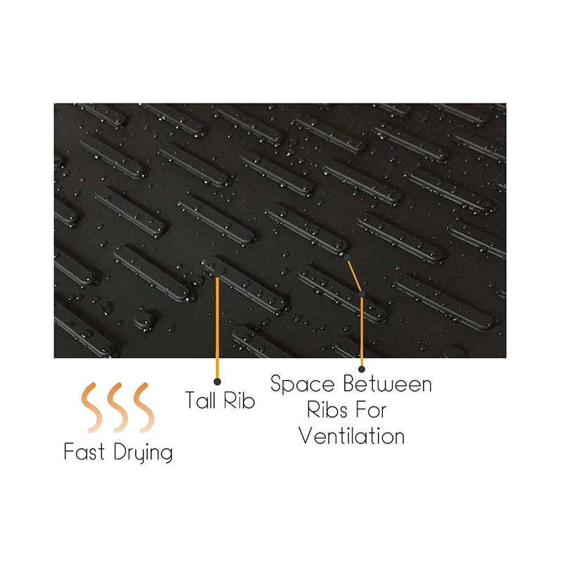 Dish Drying Mat Silicone Drain Mat For Countertop Water Ripple Non-slip Easy To Clean Insulation Draining Pad