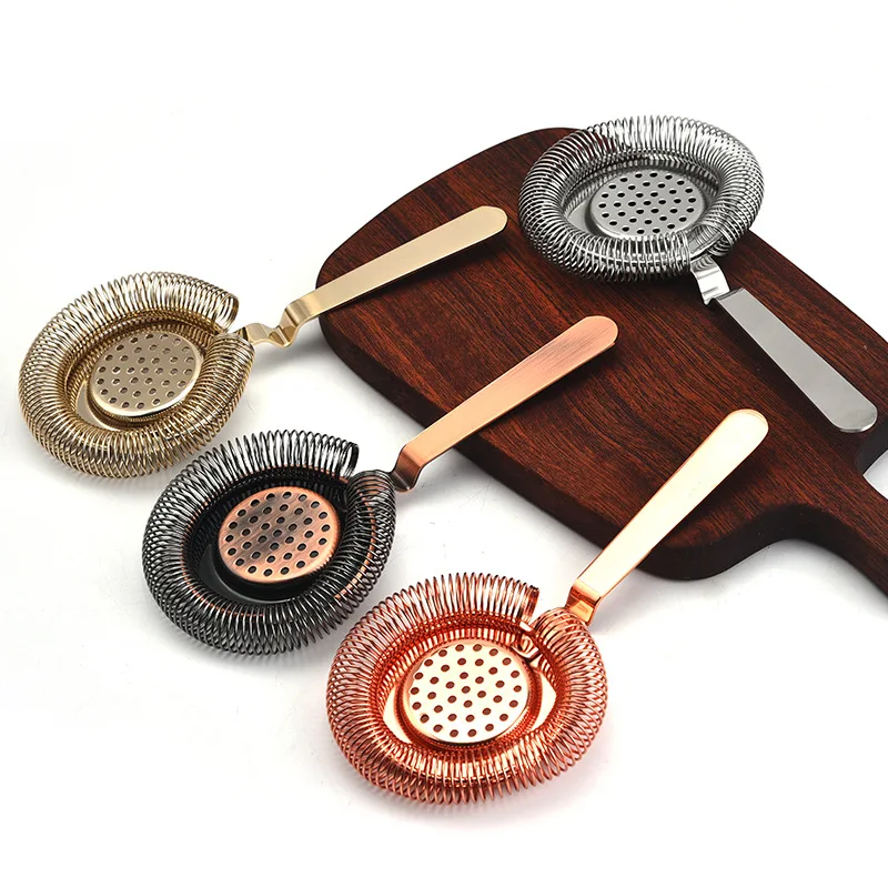 Wholesale stainless steel 304 wine cocktail filter bar tool Ice Filter Bar Tool Deluxe hawthorn strainer