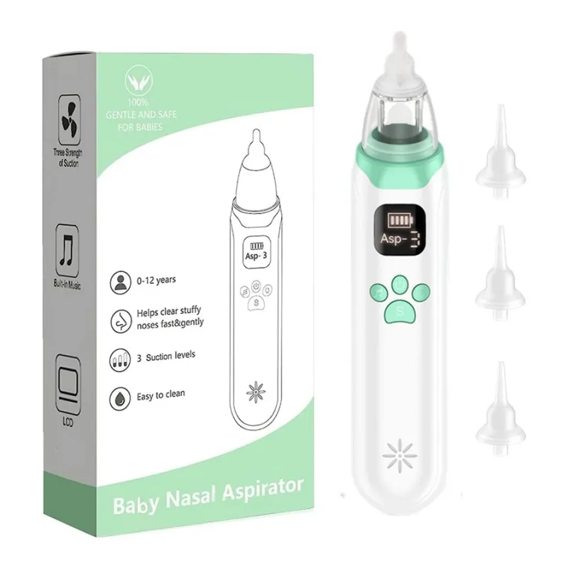 Safe Quick Hygienic Nose Cleaner Electric Child Nasal Aspirator for babies with 3 Silicone Tips