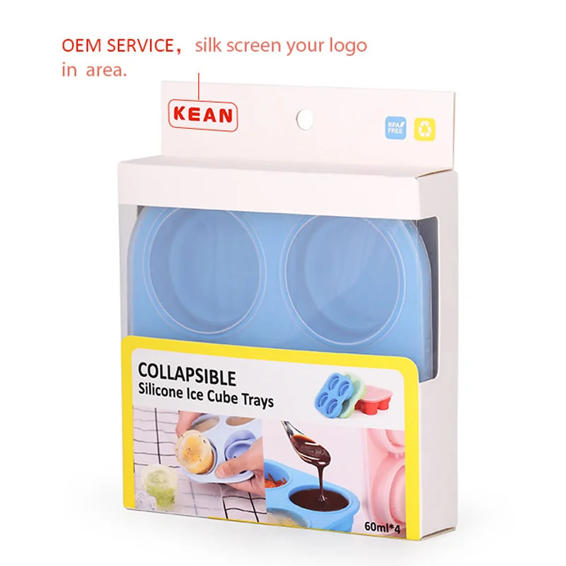 Custom Newborn Kid Portable Reusable Collapsible Feeding Silicone Ice Mold Baby Food Container Ice Cube Tray