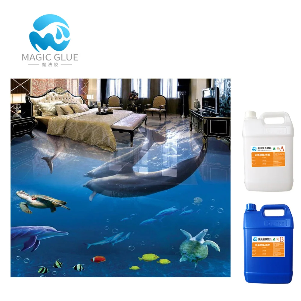 Wear-resistant and scratch-resistant epoxy resin for 3D wall paper floor