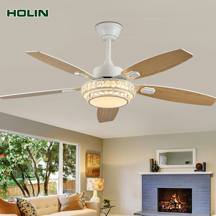 5 Blade Plywood blade Ceiling Fans Lights grainy wood Remote Control Bedroom Modern Ceiling Fan With Light
