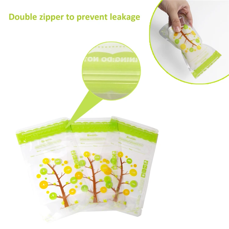 Bimirth Double Zipper Seal Breast Milk Bag bpa free For Storing and Freezing Breastmilk pouch storage Ready to Ship