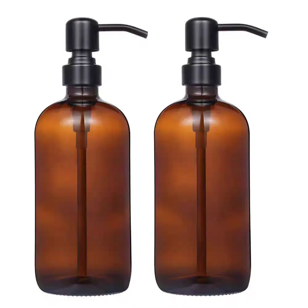 Recyclable 250ml 500ml 1000ml Boston Round Hand Shampoo Bath Lotion Dispenser Glass Pump Bottle with Pump