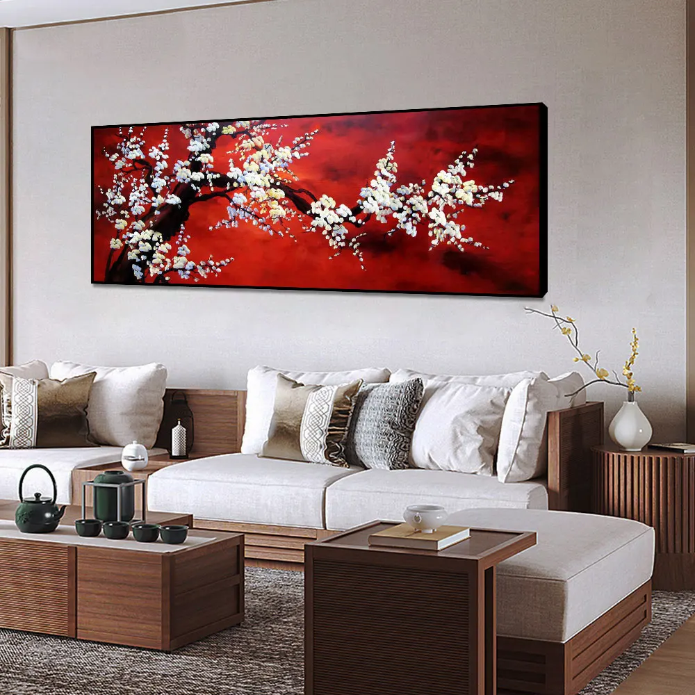 Chinese Style Flowers Painting Red Pink Plum blossom Artistic Beauty Picture Canvas Posters for Home Decoration