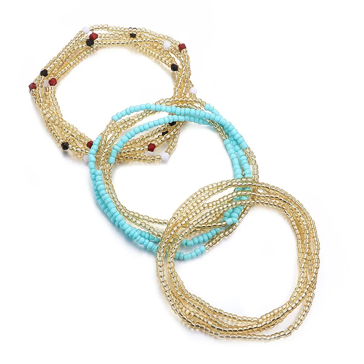 Beach Jewelry African Waist Beads Stretchy Beaded Women Waist Belly Chain Set