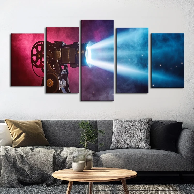 5 Pieces Giclee Canvas Print Posters Vintage Frames Picture Projector Movie Paintings and Wall Arts Film