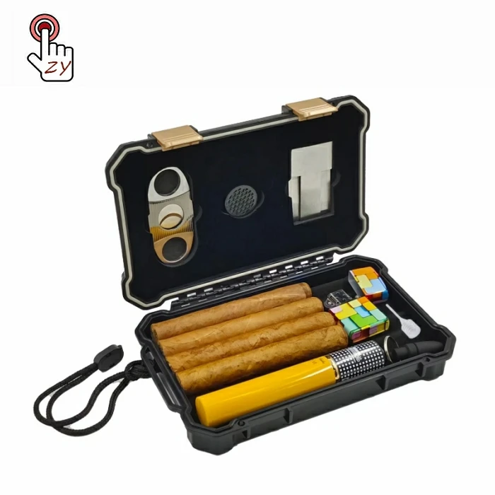 Factory New Design Cigar Humidor Plastic Box Custom Logo Cigar Case cigar box with humidor hygrometer