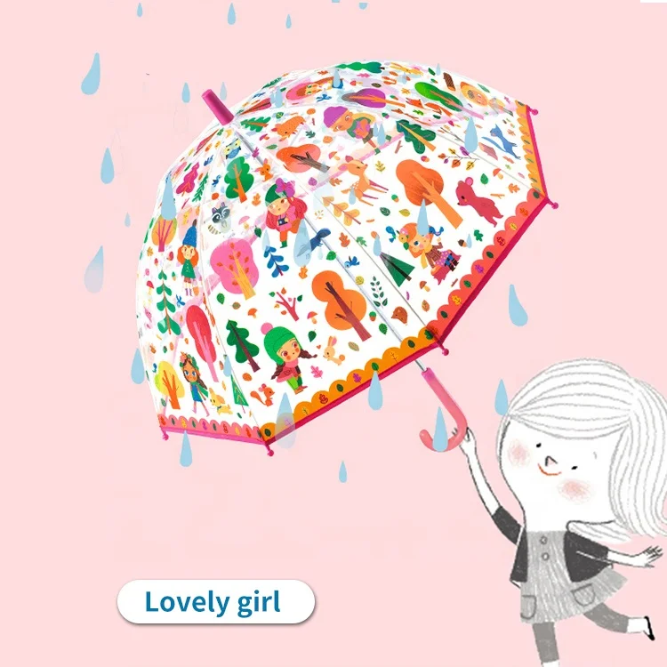 New product promotion can be customized fashion with printed elements of water colour change kids pvc umbrella