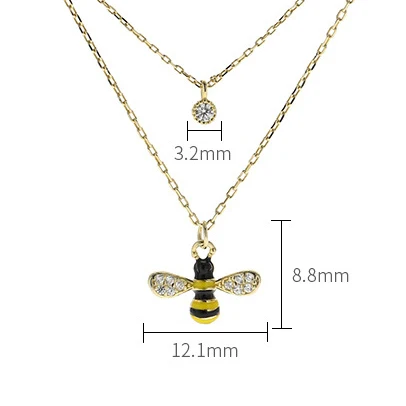 
Mini Initial Animal Bee Layered Chain Necklace Gold 925 Sterling Silver Diamond CZ stone Choker Necklace Jewelry For Women 