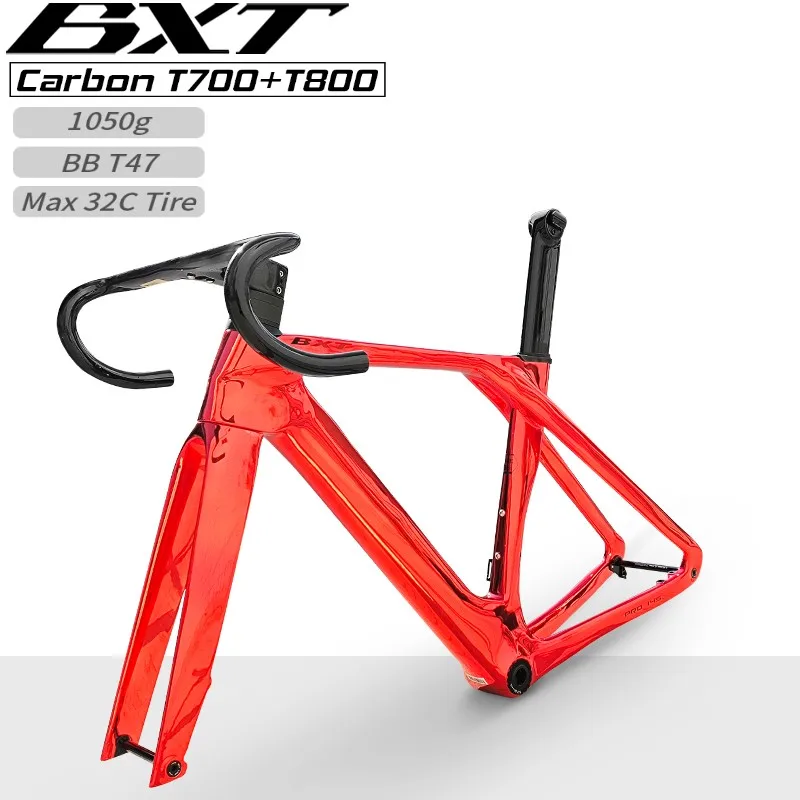 BXT New Road Frame Carbon Fiber T1000 2024 Full Hidden Line Di2 With Handlebar Disc Brake Lightweight T47 Road Bicycle Frame set