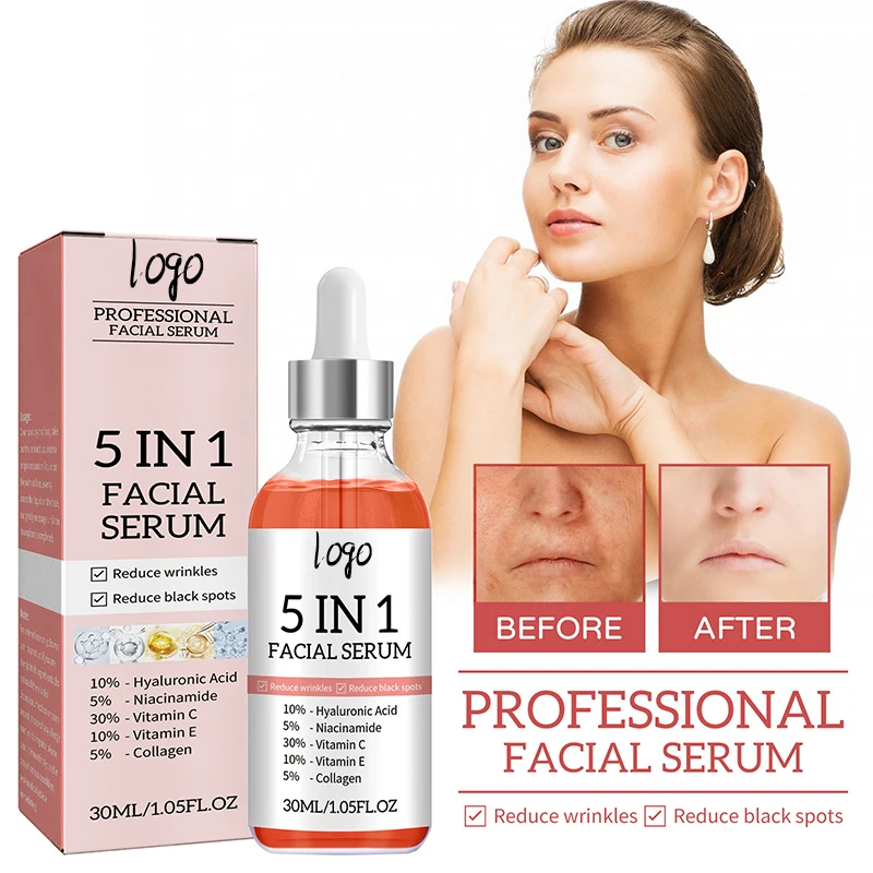 Face Serum Naturals Vitamin Topical Hyaluronic Most Complete Professional Grade Treatment 5 In 1 Serum