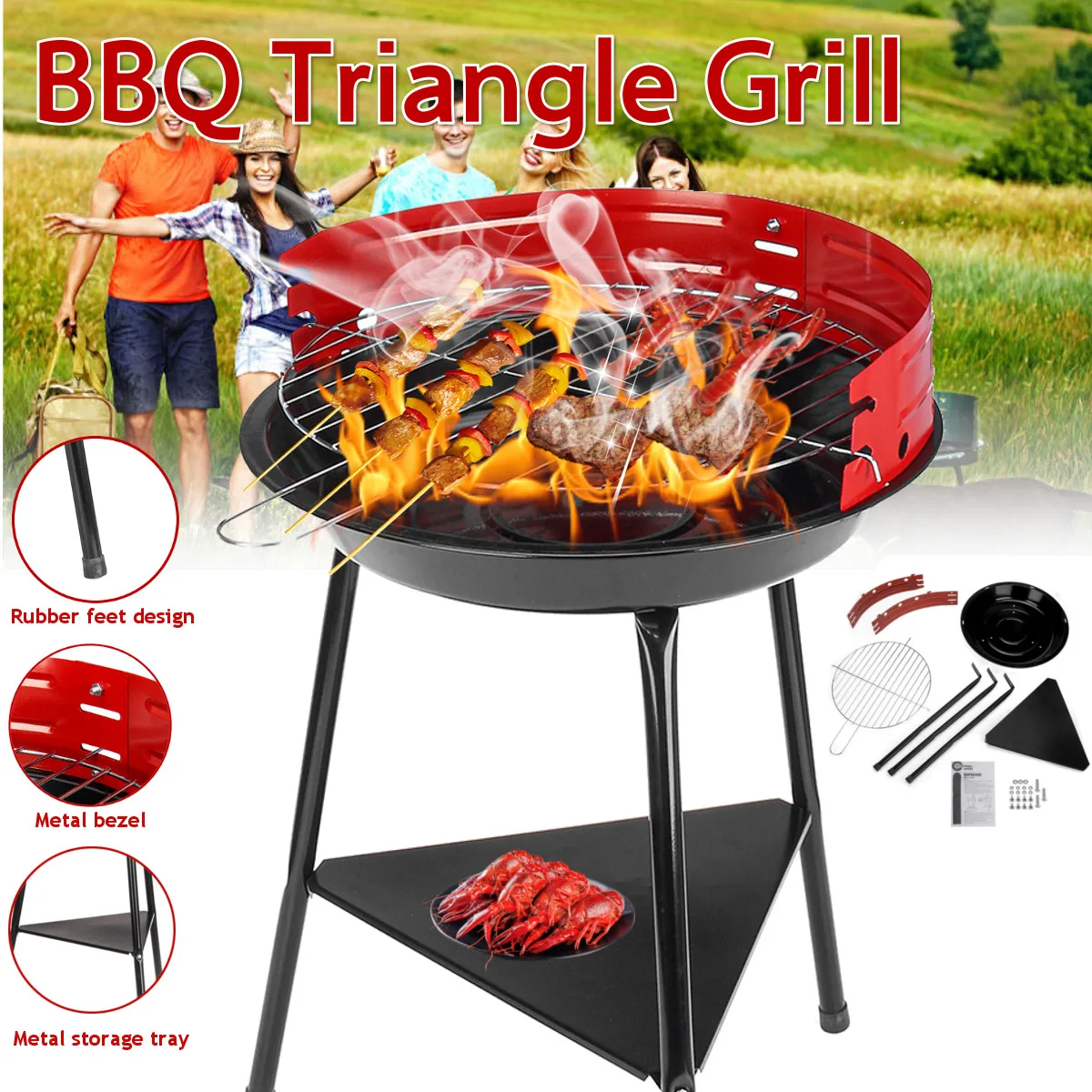 
Opvouwbare Driehoek Grill Patio Barbecue Draagbare Outdoor Reizen Patio Kachel 