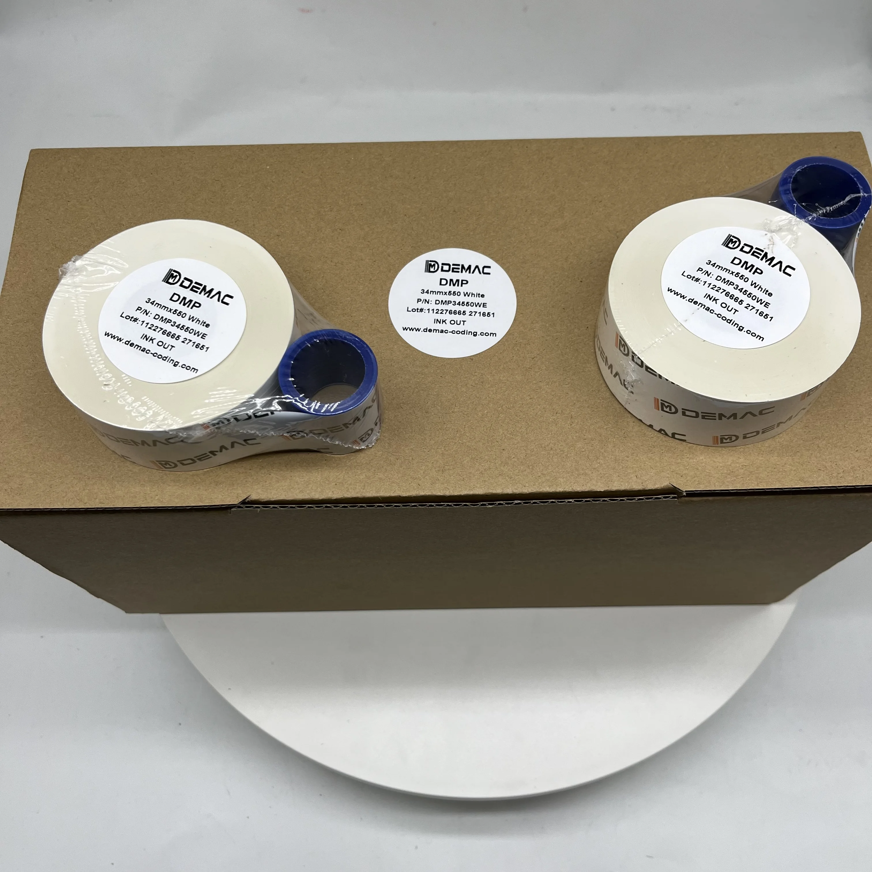 DEMAC DMP Premium Wax-Resin 34mm*550mm White Thermal Transfer Ribbon TTO Ribbon for TTO printer