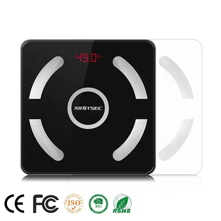 
2021 High Quality BMI Calorie Black Bluetooth Electronic Digital Weighing Body Fat Scale 