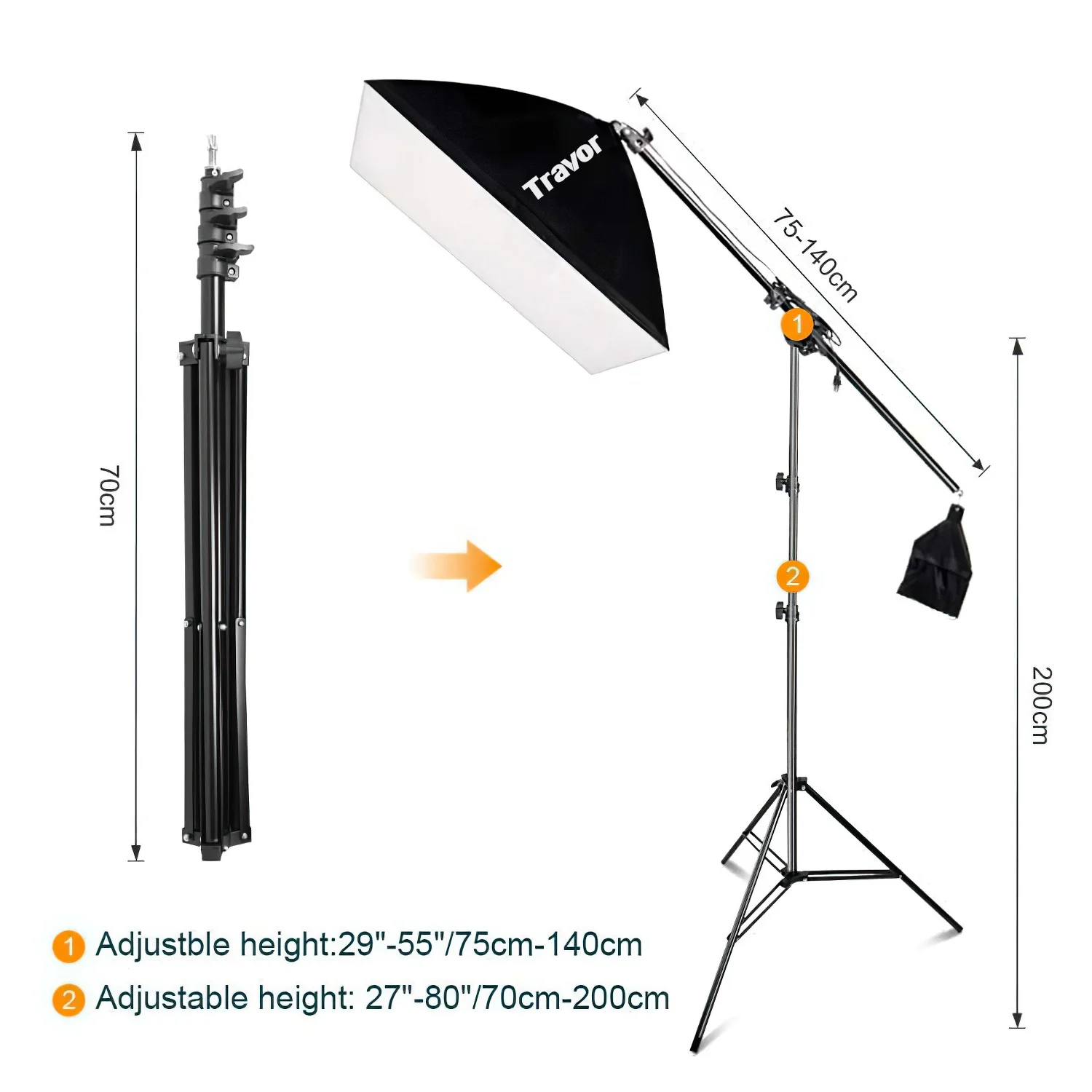Travor LS3000 II 11 LED bulbs umbrella type softbox lamp 3 in 1 set camera dslr shooting fill lighting kit photography equipment