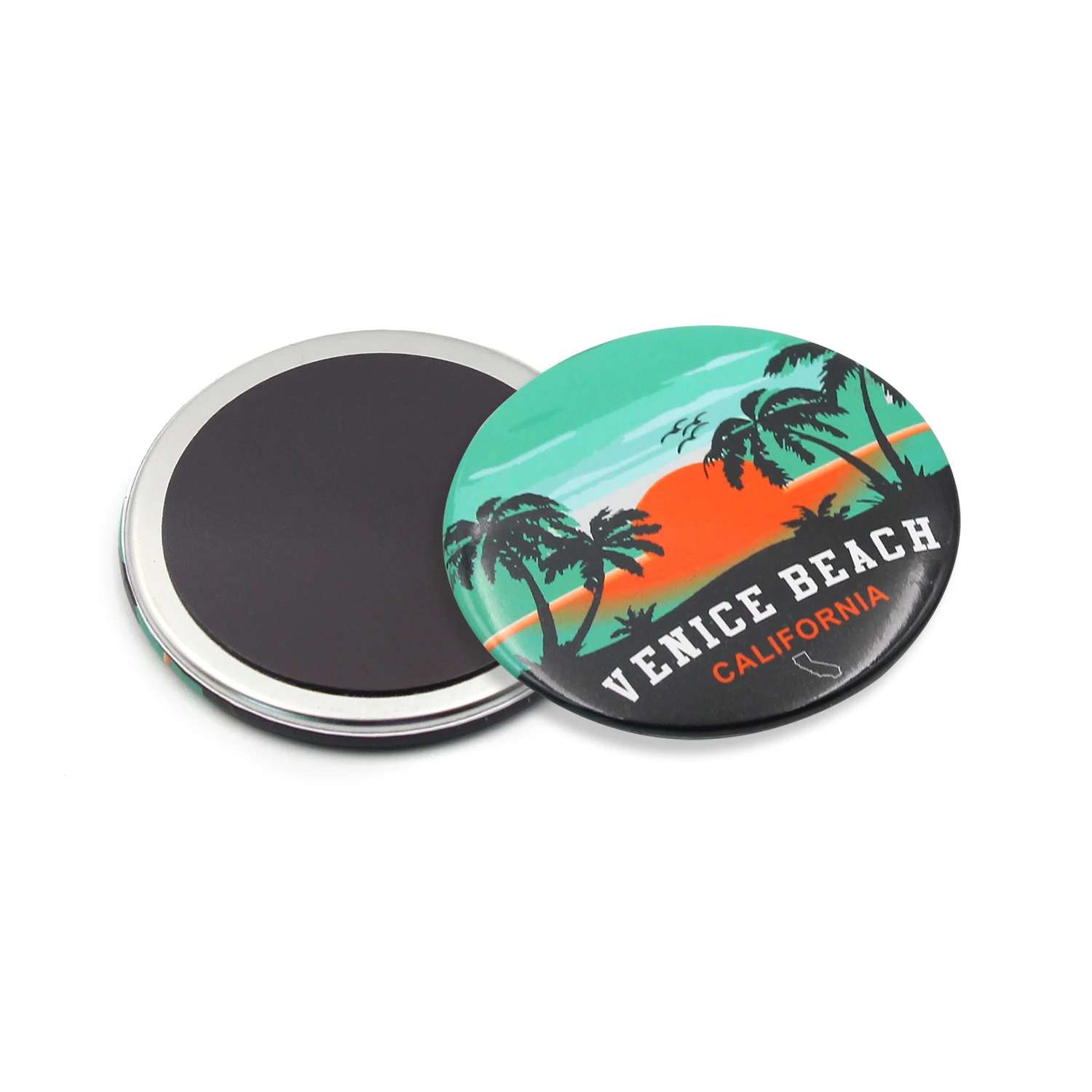 Custom Photo Los Angeles Beach Tourist Souvenir Tinplate Fridge Magnet Tin Fridge Magnet
