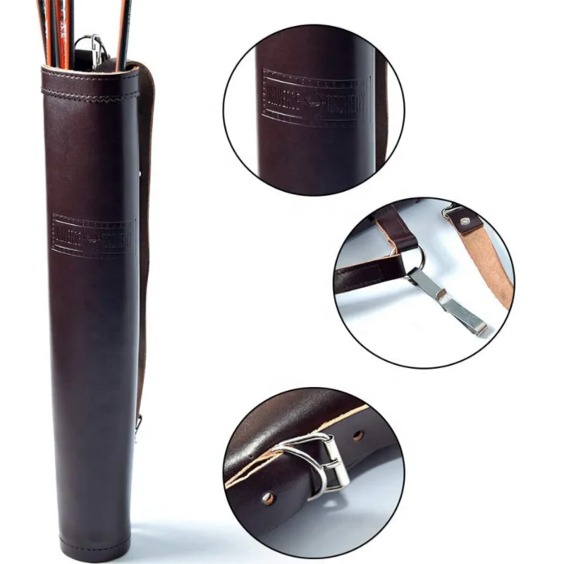 Multifunctional Leather Arrow Holder Waist Belt Quiver Bag Portable Back Arrow Quiver For Outdoor Hunting Archery Sports