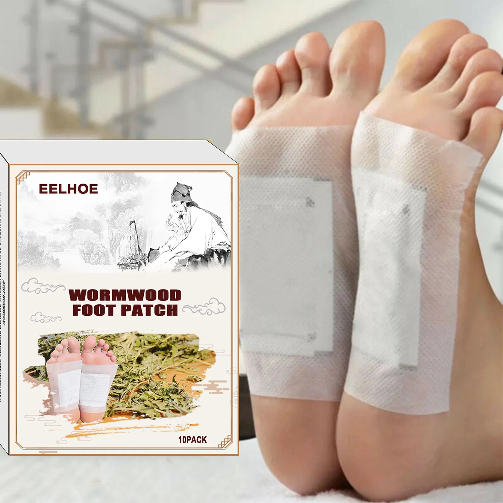 Chinese Medicine Wormwood Foot Patch Remove Moisture Foot Health Care Massage Patch Help Sleep Detox Foot Patch