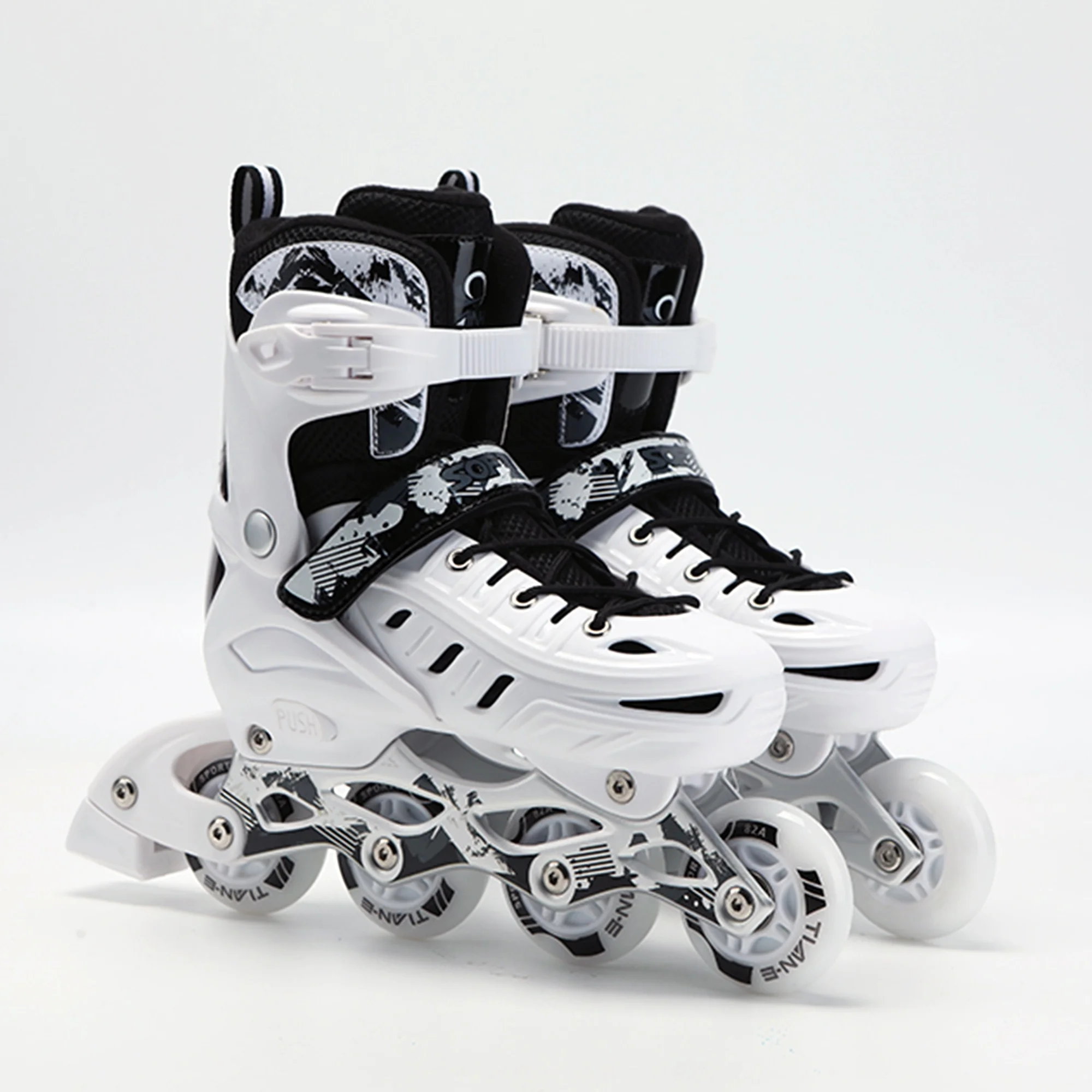 Adult Inline Skates Professional Adjustable Size PP Shell Roller Skates Shoes with 4 wheels Outdoor Flashing Skating