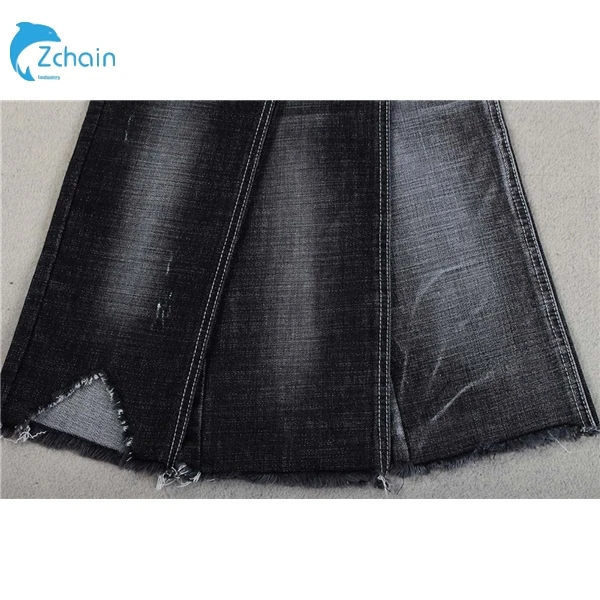 Cheapest Sulfur black cross hatch slub stretch cotton lycra denim fabric