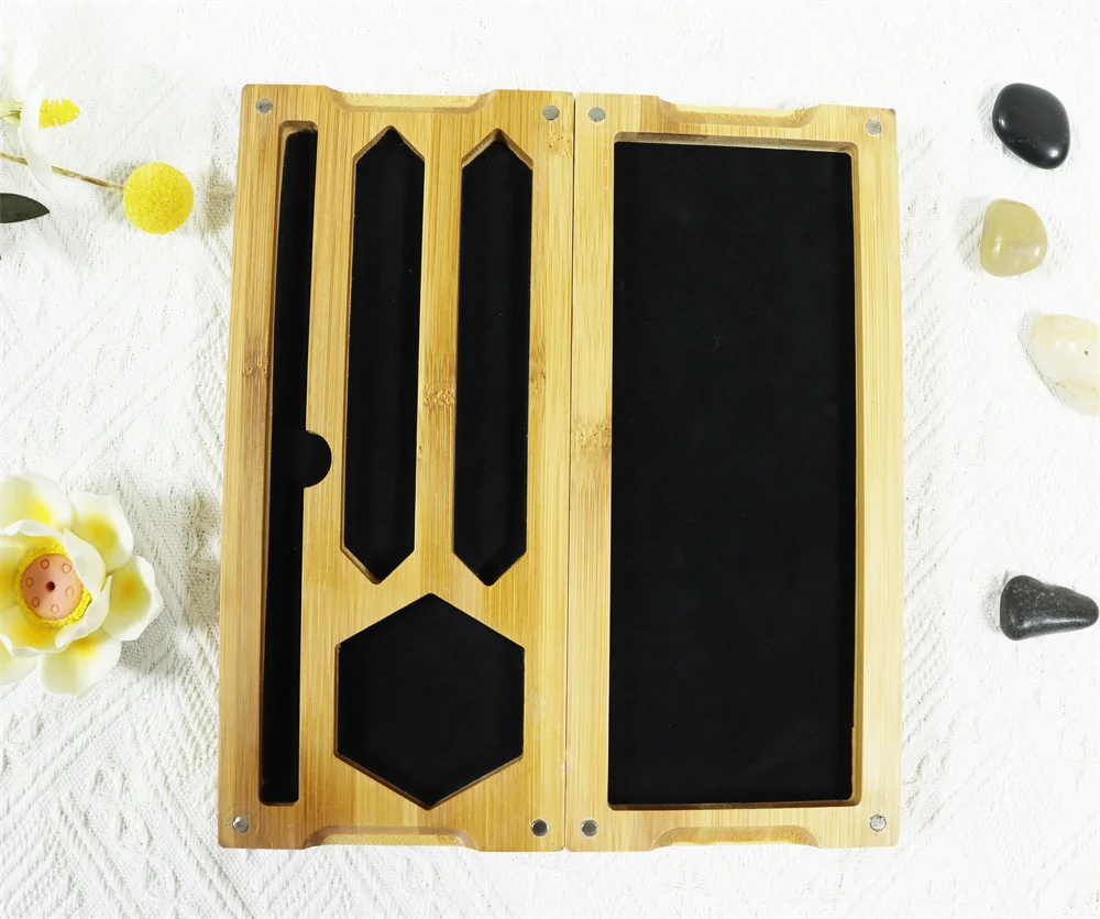 Tablet Stand Miniature Storage Classics Tabletop Version Games Bamboo wooden Hardwood DND Dice game box Tray with magnet lid