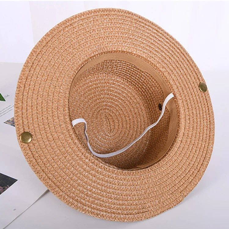 HEFT BOOOGE Summer Sunshade UV Protection Children Flat Top Cowboy Beach Kids Straw hats