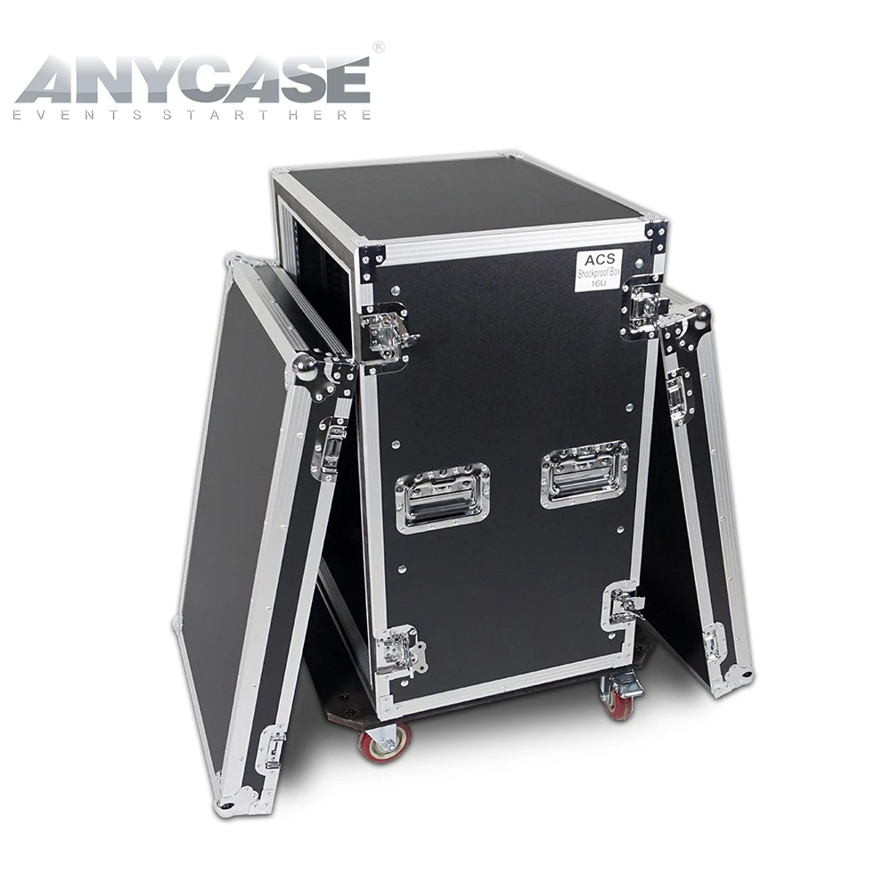 12U Rack Case Aluminum Caster Two Opening Door 16U Anti-Shock amplifier rack case for Audio System