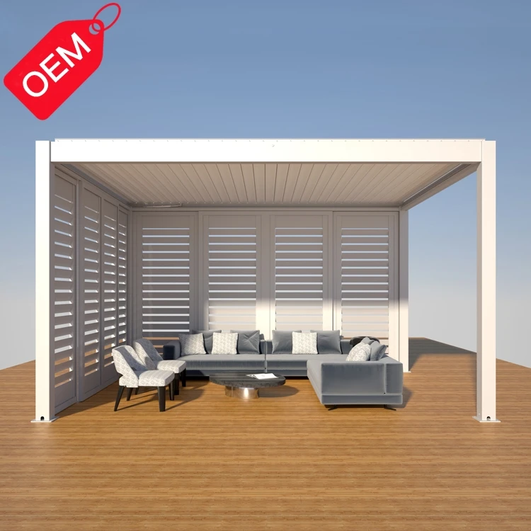 Modern Patio Waterproof Bioclimatica Aluminum Motorized Pergola Outdoor Bioclimatic Aluminum Louvered arbors and pergolas