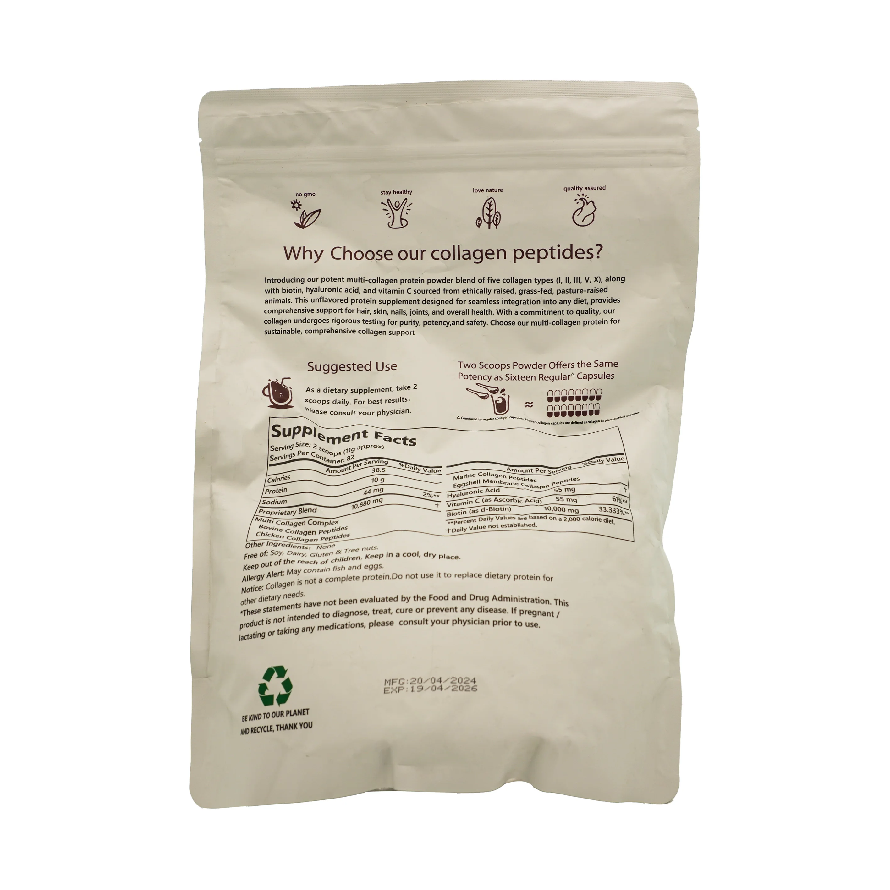 OEM Marine Collagen Protein 10000mg Supplement Powder Drink Beauty Product for White Skin Whitening