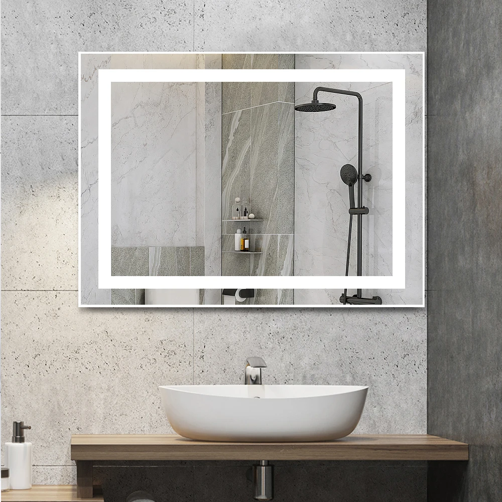 Commercial Supplier Home Decor Defogging Lighting Customized Size Bathroom Mirror