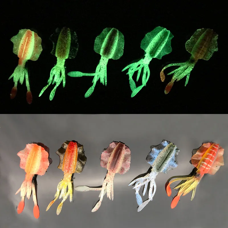 Wholesale New Mini Soft Squid Lure 7cm 2g Luminous Sea Fishing Bait Silicon Material Bionic Octopus Lures For Sell