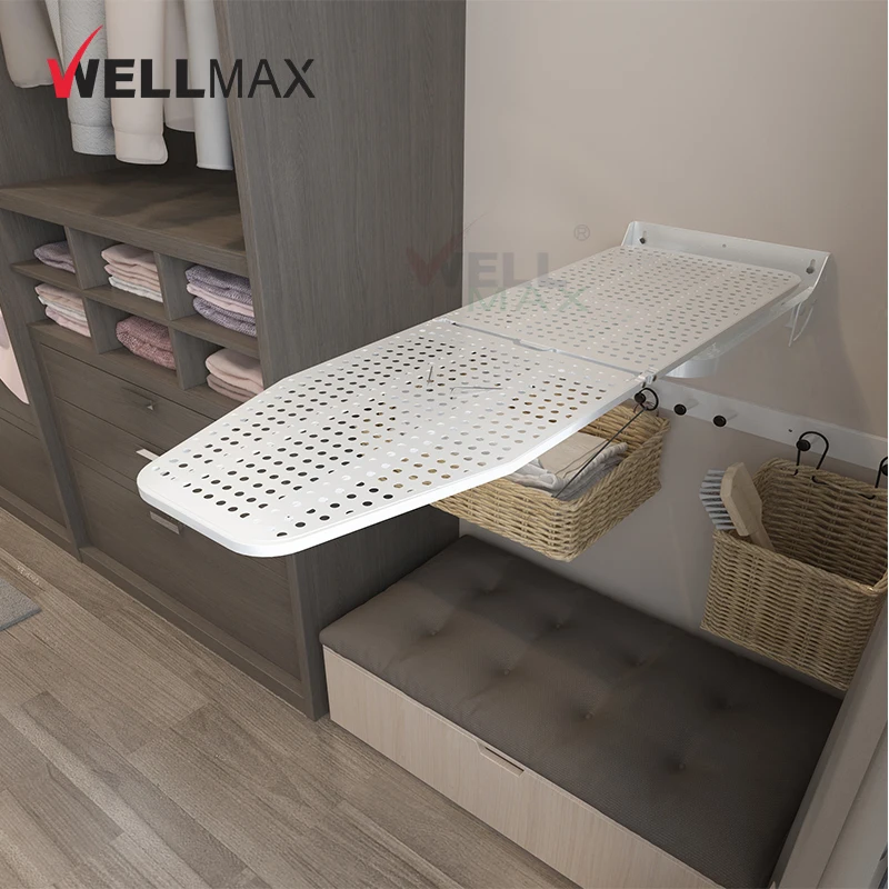 WELLMAX Foldable Ironing Board with Detachable Sleeve Board Classic Steel Ironing Board 100% Cotton Cover