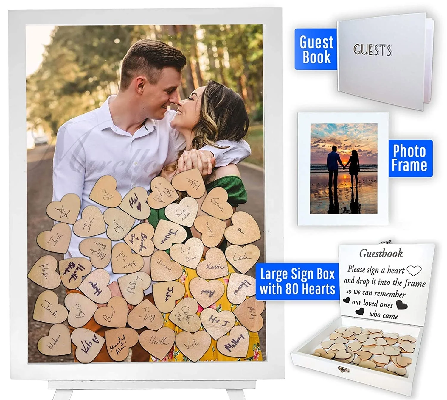 
Wooden Alternative Loving Hearts Wedding Gift Guest Book 