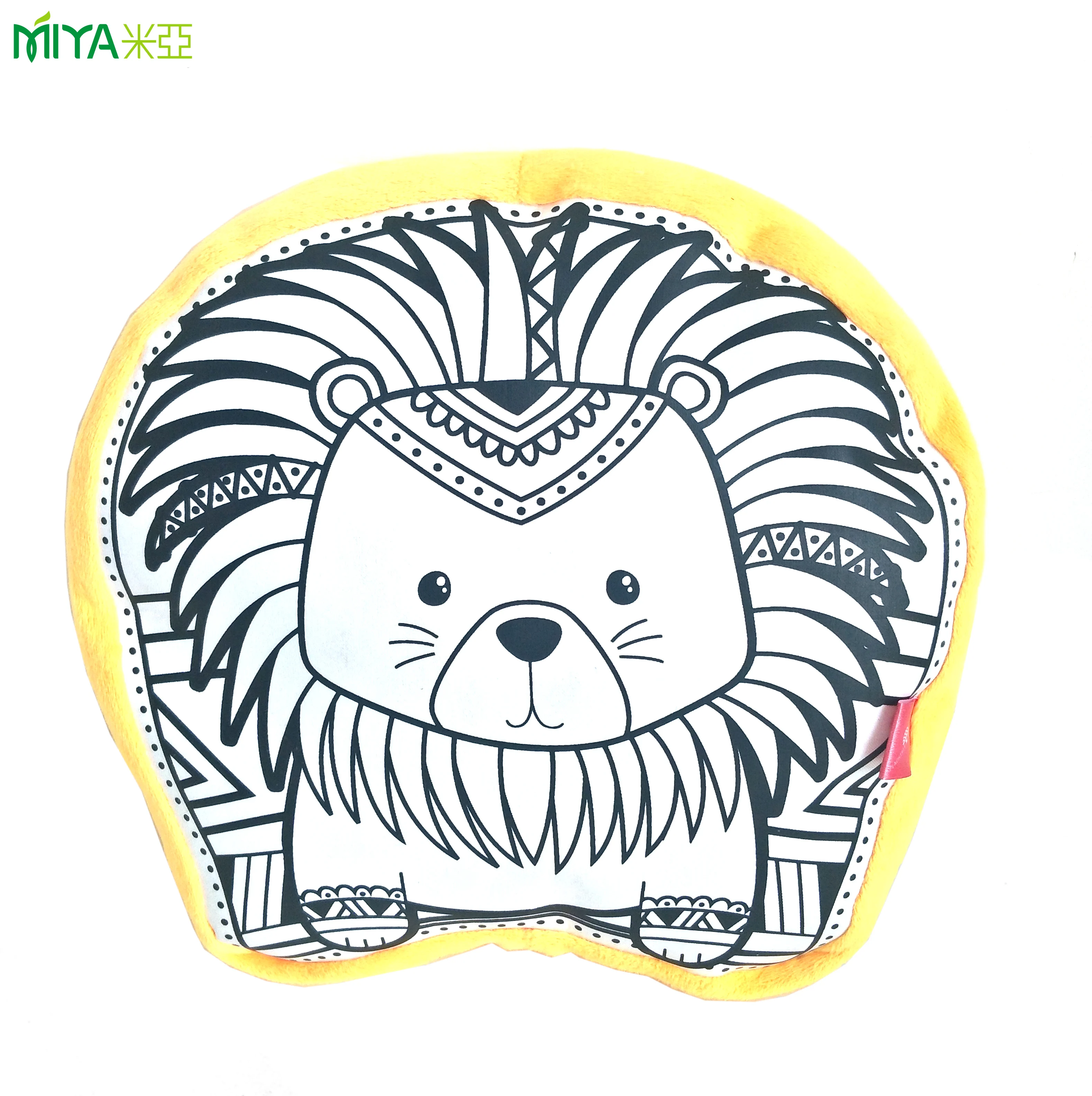 kids diy washable decoration plush satin painting drawing colouring animal shape pillow for children
