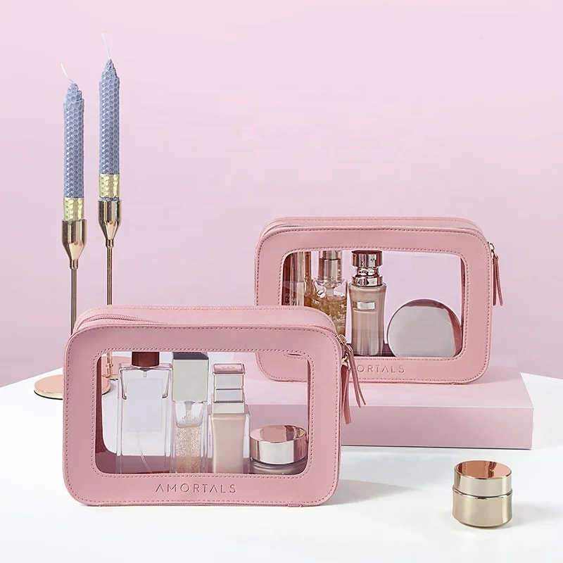 Customised Mini Design Travel Pvc Leather Make Up Organizer Case Clear Makeup Pouch Women Cosmetic Bags Manufacturers