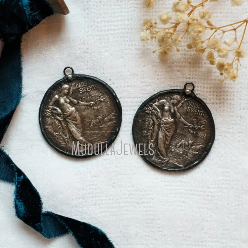 PM37530 Soldered Jewelry Vintage Russian Medallion Medal Given For Hard Work Coin 2 Sided Pendant Gift Ideas