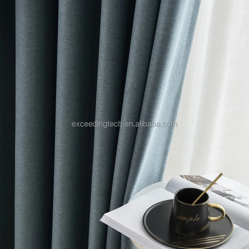 NEW UPDATED TWO SIDE black out ready made  faux linen blackout fabric window curtain drapes for living room
