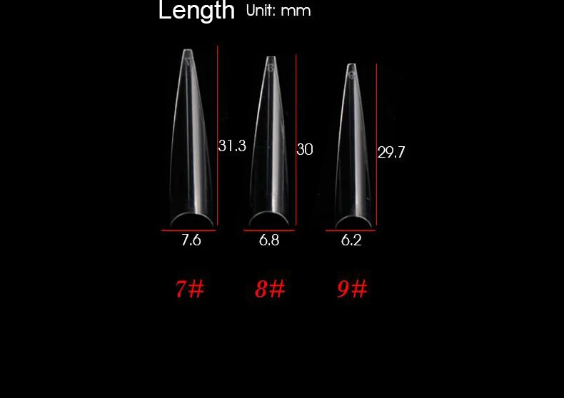 Wholesale Nail Tips For Acrylic False Clear Nail Tips Refill Size 456 789 C Curve Gel Stiletto Nail Tips Artificial Fingernail
