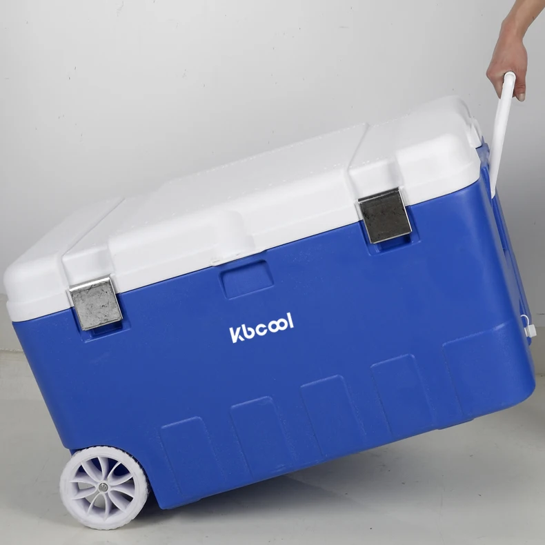 130L Outdoor Large Cooler Box Fishing Plastic Icebox Seafood Meat Frozen Fresh Ice Chest Box