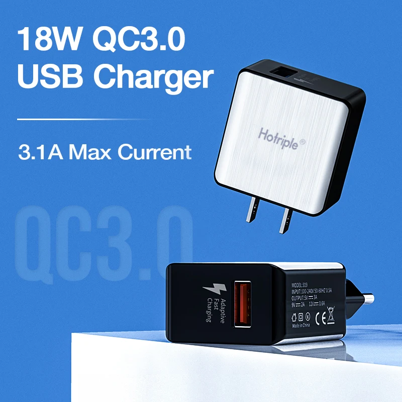 Hotriple быстрое зарядное устройство 18 Вт 3A QC 3 0 дорожный адаптер USB Сетевое для мобильного